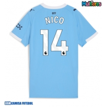Camisa de Futebol Manchester City Nico Gonzalez #14 Equipamento Principal Mulheres 2025-26 Manga Curta